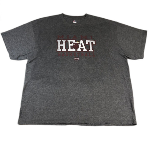 Miami Heat Shirt Men 3XLarge Gray Graphic Tee Nba Basketball Majestic Sportswear - Picture 1 of 6